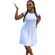 smiling girl in white dress sticker