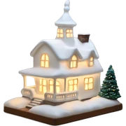Lit up white porcelain Christmas house sticker