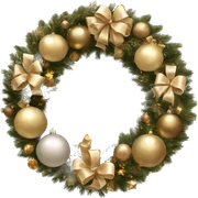 Realistic beige and gold christmasy wreath sticker