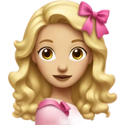 Blonde lady looking back with a pink bow sticker
