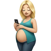 blonde pregnant woman holding iPhone  sticker