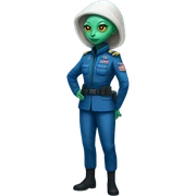 Reptilian Alien woman general blue uniform usa space force, full body,  sticker