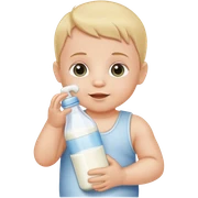 Baby holding milk bottle sticker