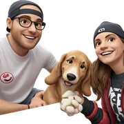 boys smiling with dog outdoor sticker