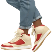 red and beige sneakers on feet sticker