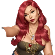 red-haired girl with jewelry sticker
