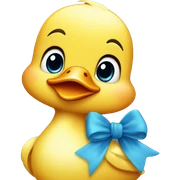 Cute little duck with blue bow sticker