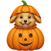 Adult golden retriever dog with pumpkin costume  sticker