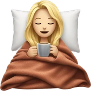 Blonde girl inside a blanket sipping coffee eyes closed sticker