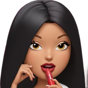 girl applying lipstick portrait sticker