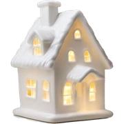 Lit up white porcelain Christmas house simple sticker