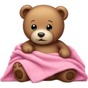 teddy bear with pink blanket  sticker