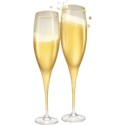 Golden champagne glasses sticker