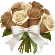 Beige and Brown roses Bouquet with white bow sticker