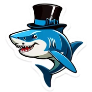 Shark with a top hat sticker