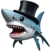 Shark with a top hat sticker