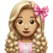 cute medium light skinned girl with long hair and a pink bow sticker