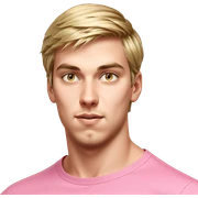 blonde boy in pink shirt sticker