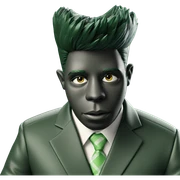 boy in necktie on green sticker