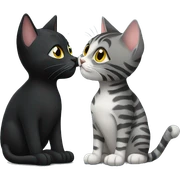 Black cat and grey tabby cat kissing sticker