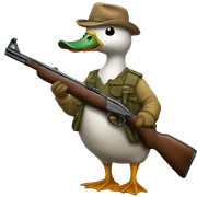Duck with a riffle sticker
