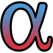 alpha symbol with blue red gradient sticker