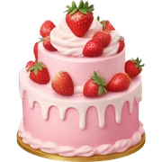 Pink strawberries and cream birthday cake  sticker