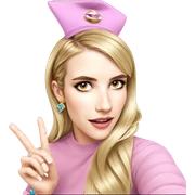 blonde girl with hat and jewelry sticker