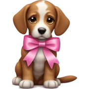 puppy with pink ribbon sticker