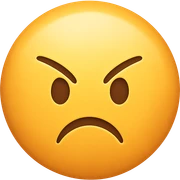yellow face with angry expression emoji, digital illustration sticker