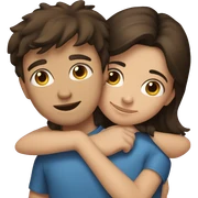 Brunette girl hugging a brunette boy sticker