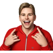 boy in red jacket smile sticker