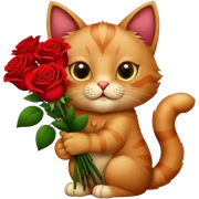 cat holding bouquet of roses sticker