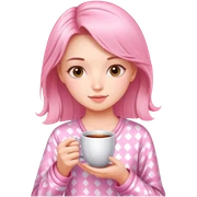 beautiful sweet girl in pink pajamas and tea in her hand  sticker