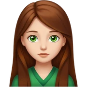 girl with long brown hair and green eyes sticker
