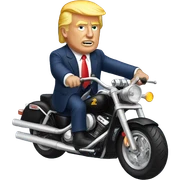 Trump with motorcycle sticker