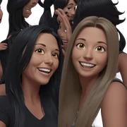 smiling girls with long hair sticker