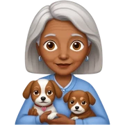 Elderly woman with brown skin and dog in hand  sticker
