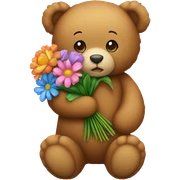 Teddy bear holding flowers  sticker