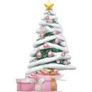 Light pink Christmas gifts under a white Christmas tree  sticker
