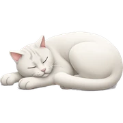 A sleeping cat with its tail bent to the left over his head sticker