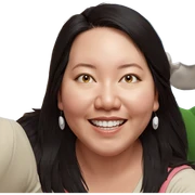 smiling girl with animal ears sticker