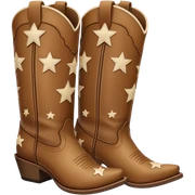 light brown cowgirl boots with lots of cream stars sticker