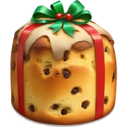 Christmas panettone with green and red bow sticker