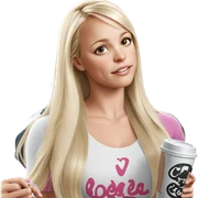 blonde girl holding cup sticker