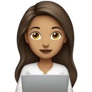 woman light brown skin long dark brown hair with laptop sticker