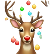 Christmas deer with red nose and christmas lights. sticker