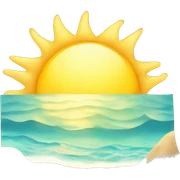 Bright sun shining over a beach representing summer. sticker