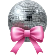 Mirrorball with pink bow on top sticker
