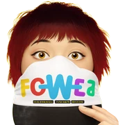 girl in mask on yellow sticker